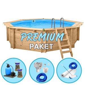 Premium Pool Paket Holzpool Holzschwimmbecken Bali 5,30 x...