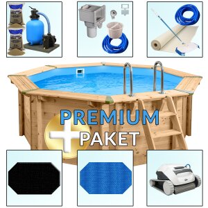 PremiumPlus+ Pool Paket Holzpool Holzschwimmbecken Bali...