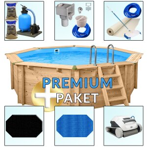 PremiumPlus+ Pool Paket Holzpool Holzschwimmbecken Bali...
