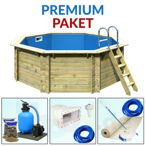 PREMIUM PAKET Holzpool KARIBU CLASSIC 2 - 4,70 x 1,20m...