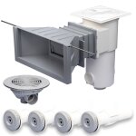 Set BWT High-Level Skimmer SL119-M-MR 4x Einlaufdüse +Bodenablauf Color hellgrau