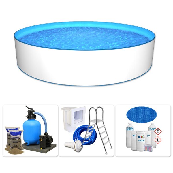 Fastline Premium Pool Paket Aufstell Rundbecken PROFI FUN 4,5 x 1,2 m Folie 0,8 mm blau