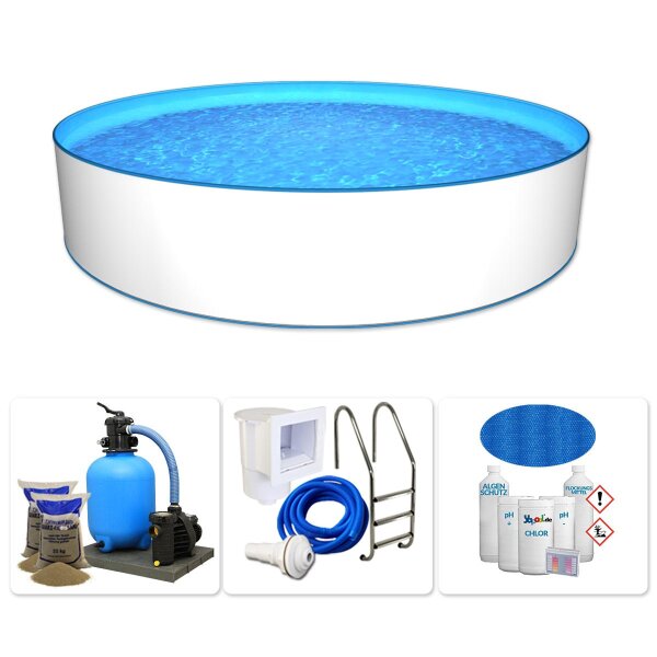 Fastline Premium Pool Paket Einbau Rundbecken PROFI FUN 4,5 x 1,2 m Folie 0,8 mm blau