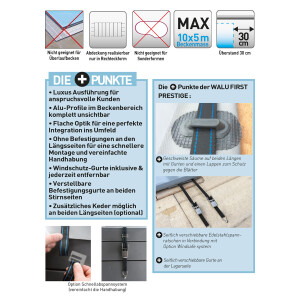 Walter Walu Pool Prestige Rollschutzabdeckung 4,6 x 8,1 m rechteckig Azurblau