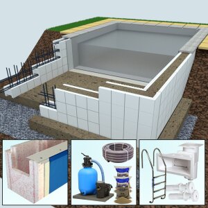 Fastline Paket Yapool Stone Classic PS25 Rechteckpool 3,0...