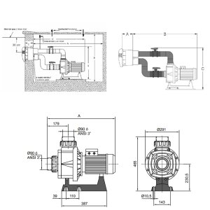 Hayward Calipso KRIPSOL 3,0 JC45 Gegenstromanlage Komplett-Kit Folie/Beton 230V