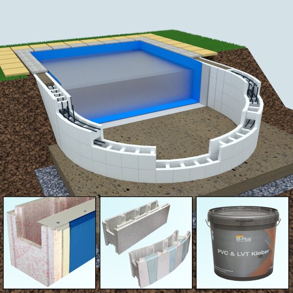 Yapool Stone PS25 Styropor Schwimmbecken Halbovalpool 6,0 x 3,0 x 1,5 m