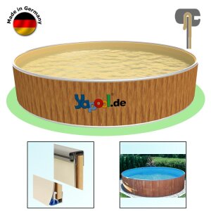 Rundbecken FUN WOOD 4,0 x 1,2 m Folie sand 0,8 mm Alu...