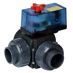 Praher 3-Wege Motorkugelhahn PVC 230V 63 mm