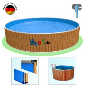 Rundbecken FUN WOOD 4,0 x 1,2 m Folie blau 0,8 mm Alu...