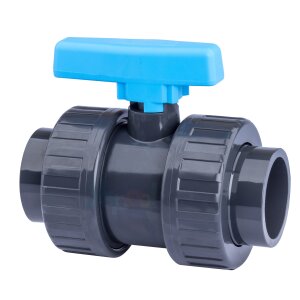 PVC Kugelhahn 2 Verschraubungen Klebemuffe 50 mm