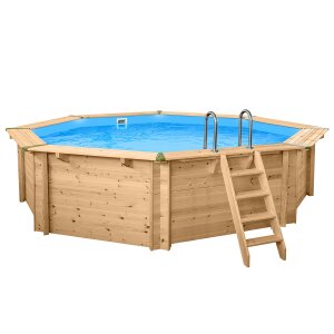 Holzpool Holzschwimmbecken Bali 6,55 x 1,36 m Achteckbecken