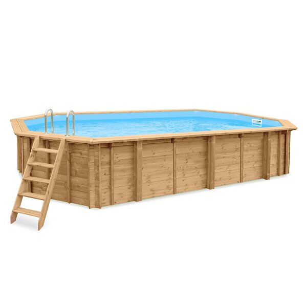 Holzpool Holzschwimmbecken Bali 8,40 x 4,90 x 1,38 m Achteckbecken