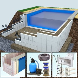 Premium Set Yapool Stone Profi PS40 Styrofoam Square Pool...