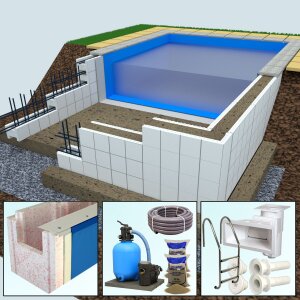 Premium Set Yapool Stone Profi PS40 Styrofoam Square Pool...