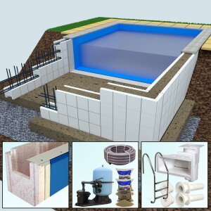 Premium Paket Yapool Stone Profi PS40 Styropor Pool...