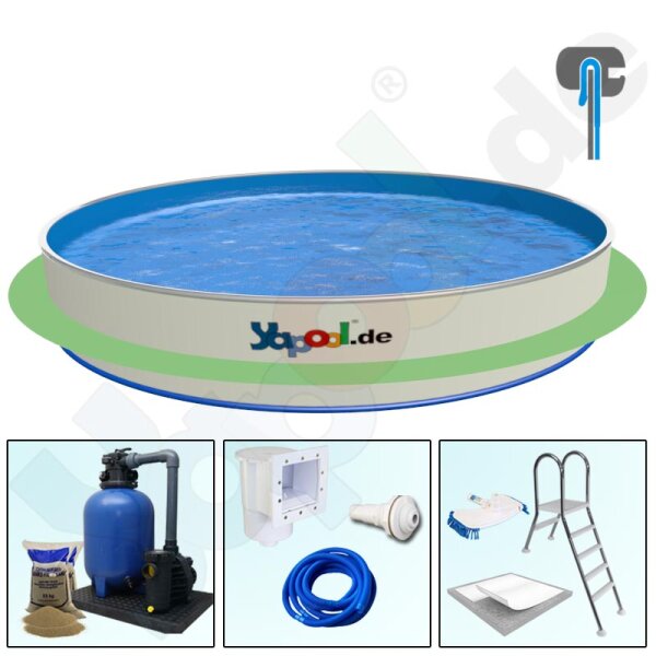 Premium Pool Paket B Round Pool FUN 3,0 x 1,2 m Liner 0,8 mm blue Alu