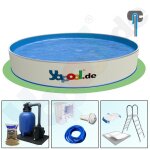 Premium Pool Paket C Rundbecken Rundpool FUN 4,0 x 1,2 m Folie 0,8 mm blau Alu