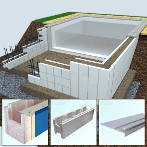 Yapool Stone Classic PS25 Styrofoam Square Pool 4,0 x 9,0...