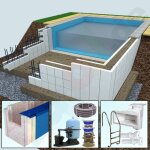 Set Yapool Stone Classic PS25 Pool Square Pool 4,0 x 9,0 x 1,5 m blue